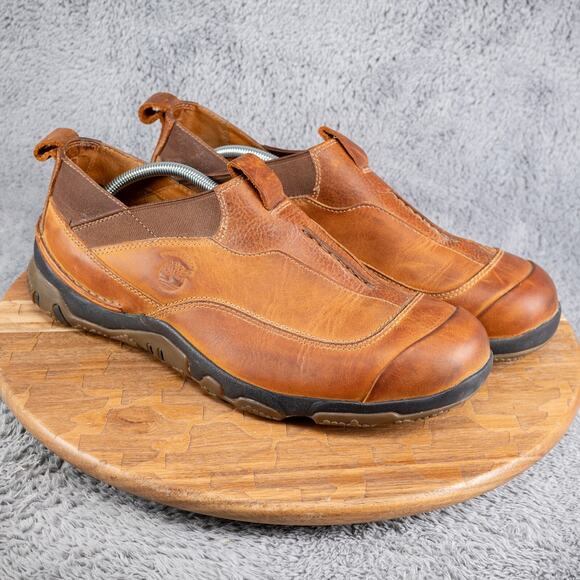 TIMBERLAND SMART COMFORT USED MEN 12/12.5 TAN LEATHER LOAFERS/SLIP ON SHOES - Picture 1 of 7